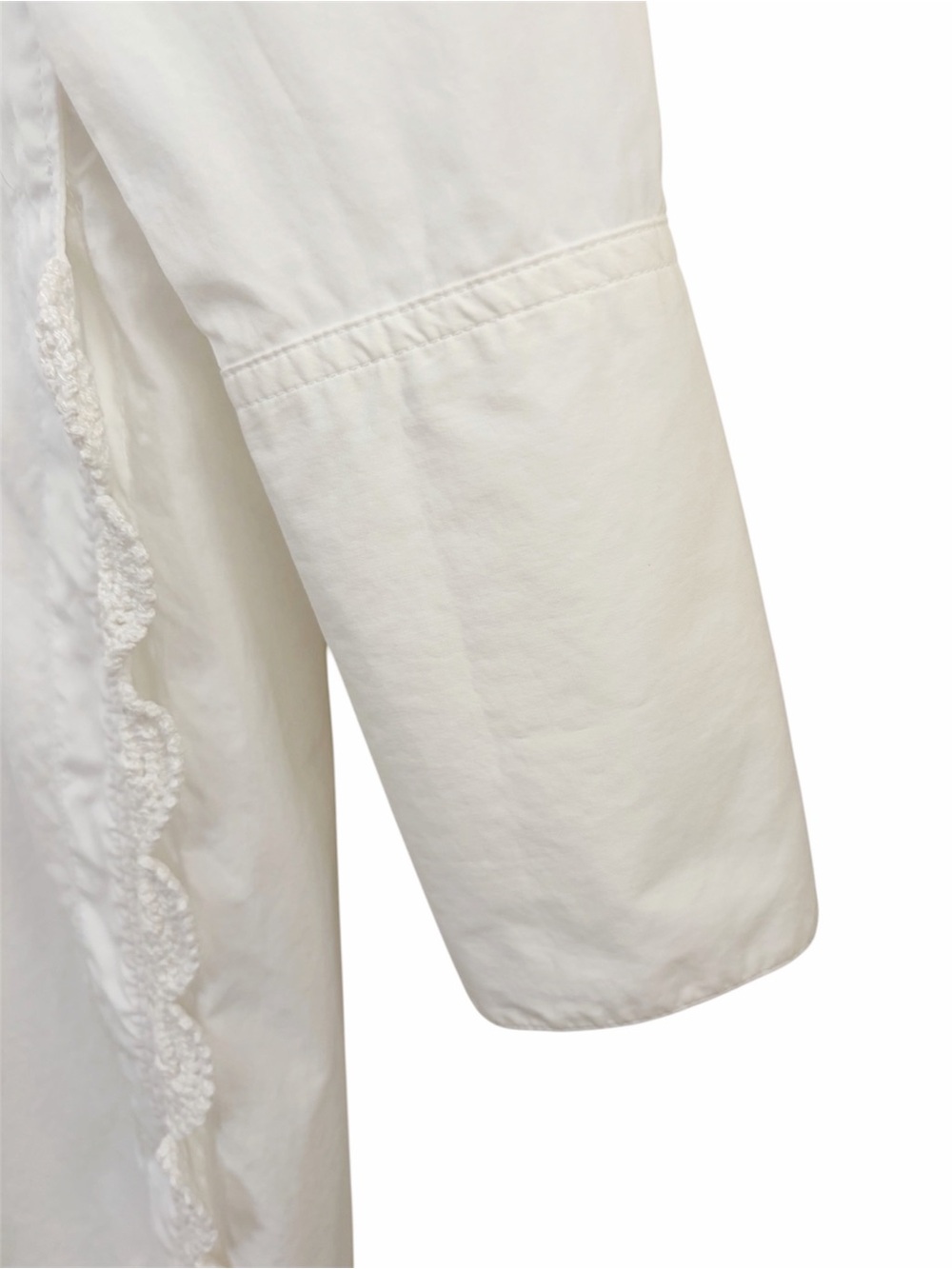 Isabel Marant | Popover White Long Sleeve Cotton Crochet Trim Shirt Dress - Picture 3 of 15